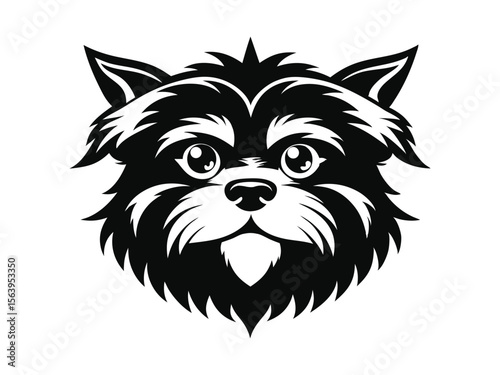 Affenpinscher dog silhouette vector illustration, pet clipart, black and white animal shape