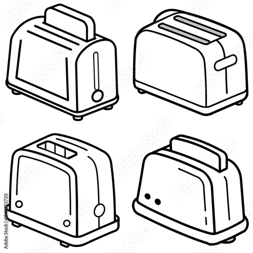 Toaster Icon – Kitchen Appliance Line Art Outline Vector Illustration