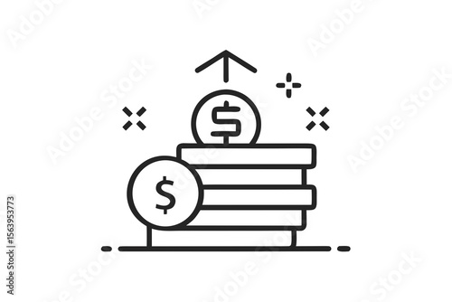 clean mono line cash stack icon design