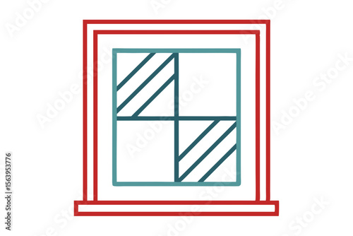 clean mono line glazed window icon symbol