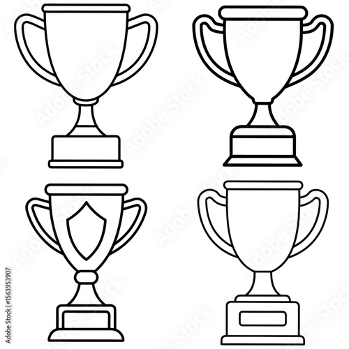 Trophy Line Art Icon – Award and Achievement Outline Vector Illustration