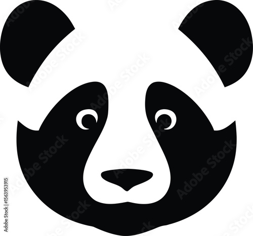 Panda head silhouette with iconic black patches and rounded ears for wildlife logo