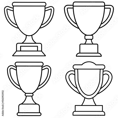 Trophy Line Art Icon – Award and Achievement Outline Vector Illustration