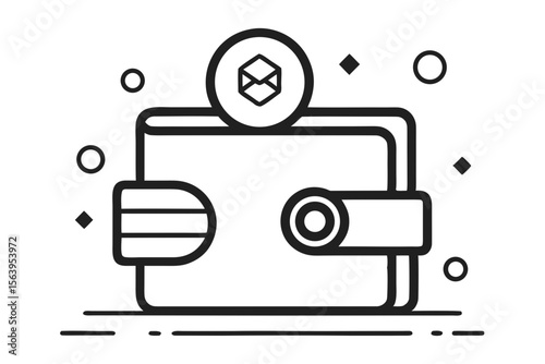crypto wallet minimal mono line icon design