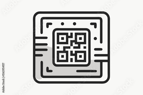minimal mono line qr code vector icon