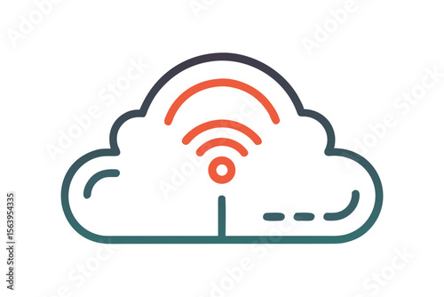 mono line cloud signal internet icon