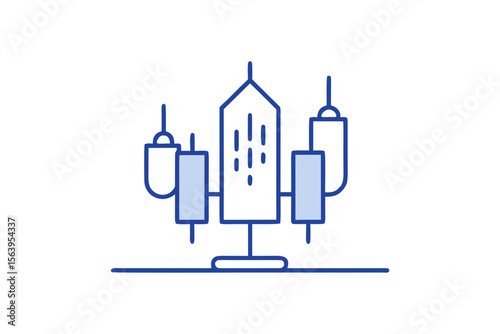 mono line candlestick chart finance icon