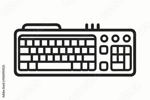 mono line gaming keyboard icon line vector