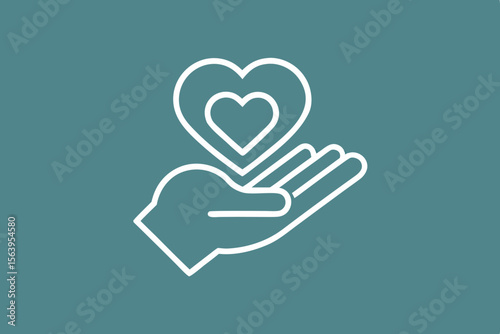 mono line hand holding heart icon design