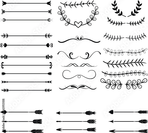 Flower Ornament Dividers hand Drawn Ornament Divider of Line And a Arrow Vector a Design Decor Of Design Elements Decorations For Postcard Dividers Vector Isloated On a White Background