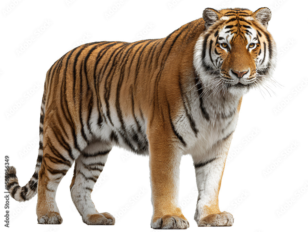 Obraz premium A full-body Tiger standing on the ground, with a transparent background