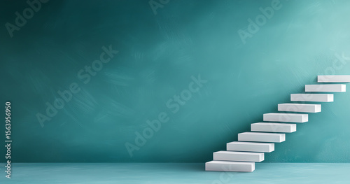 Hand drawn white staircase on chalkboard background symbolizes growth and progress, inviting creativity and inspiration in minimalist setting