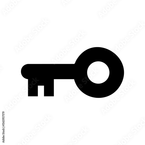 Minimalist black vector of a classic key silhouette, representing access, security, permission, and unlocking possibilities.
