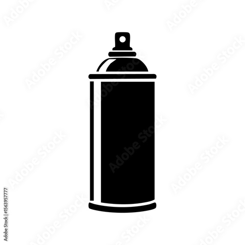 Minimalist black vector icon of a spray paint can, symbolizing graffiti, urban art, self-expression, and street culture.
