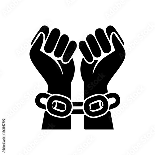 Silhouette of two fists breaking free from chains, symbolizing liberation, resistance, and empowerment.
