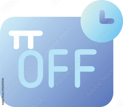 Vector art of a blue gradient icon of a time off sign with a clock, isolated on transparent background