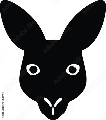 Kangaroo head silhouette with upright ears and strong muzzle for Australian wildlife icon
