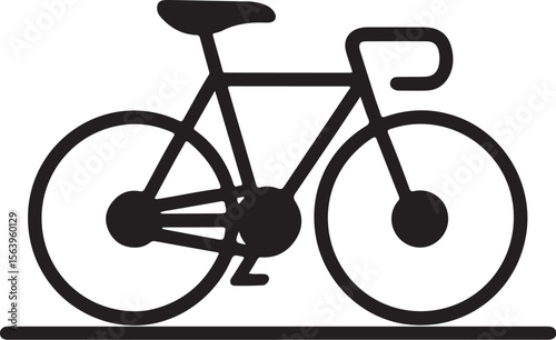 Black and white bicycle vector illustration, simple design