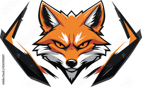 Fierce Orange Fox Head Mascot Vector Illustration