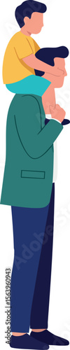 Father carrying son on shoulders vector illustration of family bonding and parental care in casual clothing