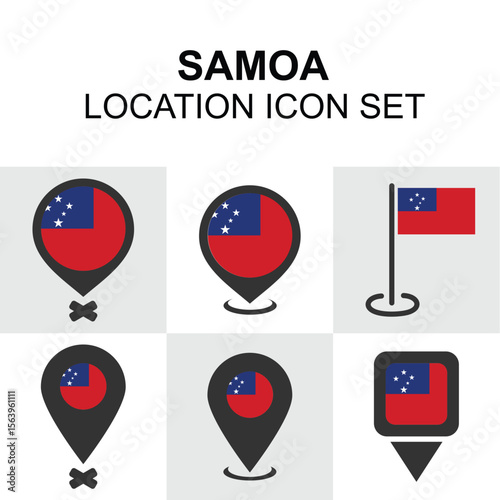 A set of location pins and icons themed with the national flag and culture of Samoa. Free Download A set of location pins and icons themed with the national flag and culture of Samoa. - GFXLoad