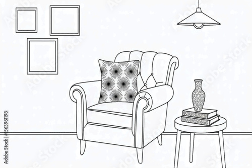 interior design scene with a sofa