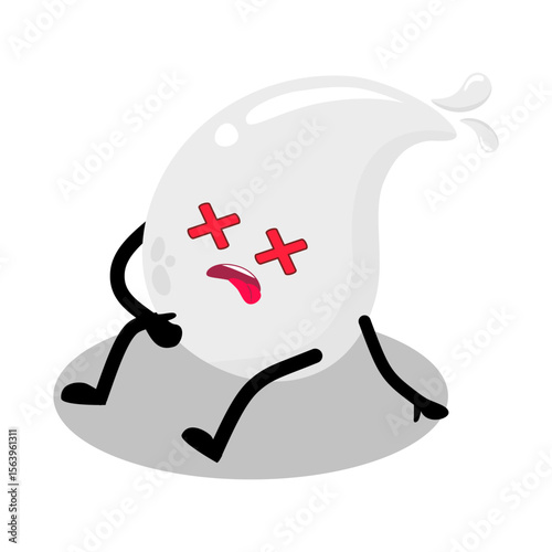 Cute Hand Drawn Passed Out White Blood Drop Fainted