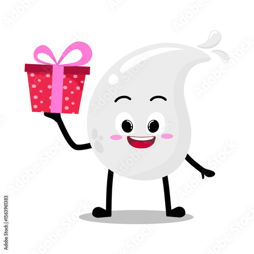 Cute Hand Drawn White Blood Drop Giving a Present Gift