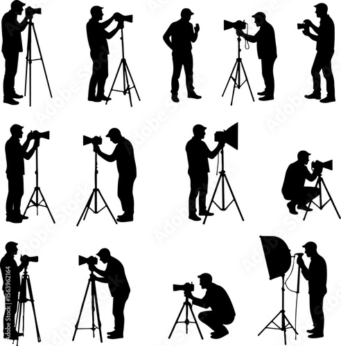 
Professional  Photographer with DSLR, Camera man vector bundle