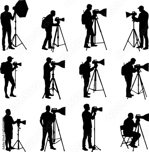 
Professional  Photographer with DSLR, Camera man vector bundle