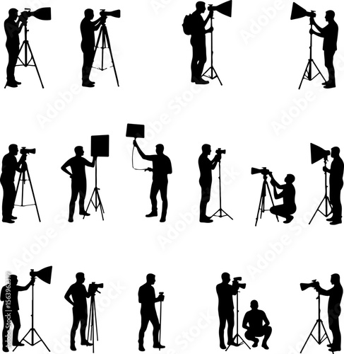
Professional  Photographer with DSLR, Camera man vector bundle