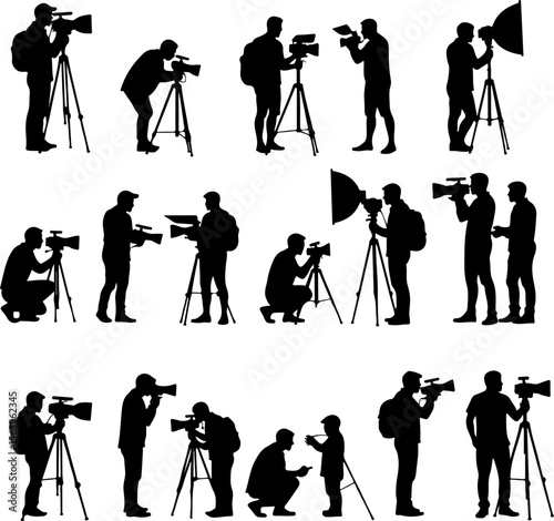 
Professional  Photographer with DSLR, Camera man vector bundle
