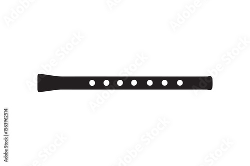 flute icon silhouette vector art illustration on white background