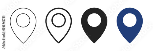 Location Pin Icons – Editable Stroke Map Marker Set. Vector