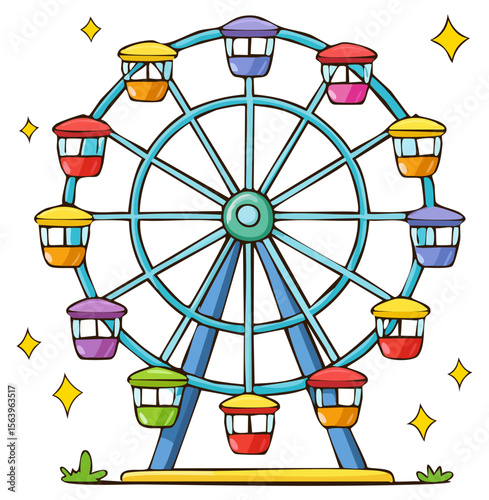 Ferris wheel cartoon illustration