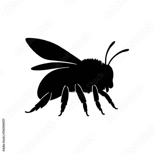 Honey bee silhouette vector illustration for apiary logo design and beekeeping concept art