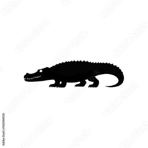 Alligator silhouette vector image for reptile designs and wildlife graphics, isolated animal art