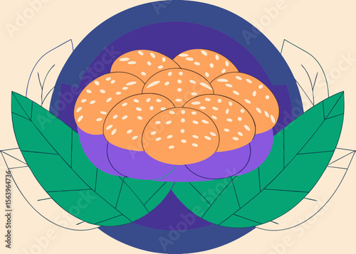 Artistic Representation of Round Challah Bread with Sesame Seeds for Rosh Hashanah Celebrations, Jewish New Year Blogs, Cultural Awareness, and Holiday Websites  