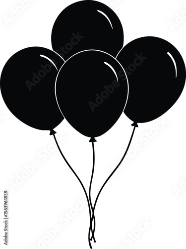 Black Balloons: A collection of four sleek, black balloons, offering a simple yet elegant visual perfect for adding a touch of festive cheer or minimalistic design to any project or occasion.