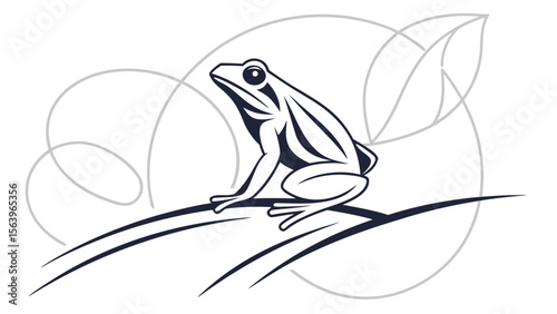 Frog illustration amphibian vector art nature drawing wildlife animal design graphic black and white image 100