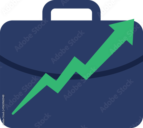 Business briefcase with upward trend graph, symbolizing career growth.
