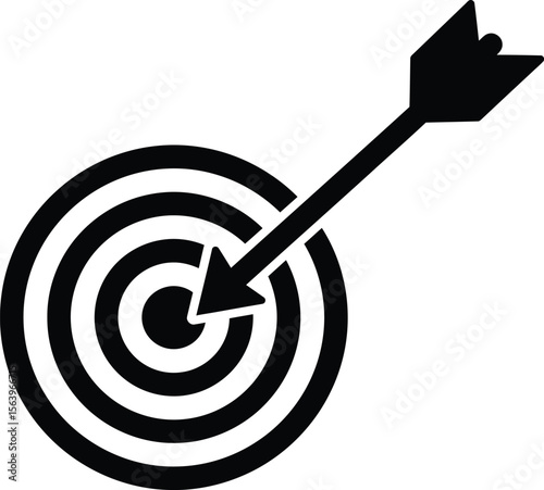 Arrow striking the bullseye of a target, symbolizing accuracy and achievement.