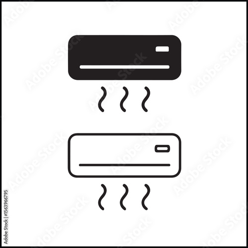Air Conditioner Icon Flat Outline Vector
