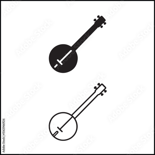 Banjo Icon Flat and Outline Vector