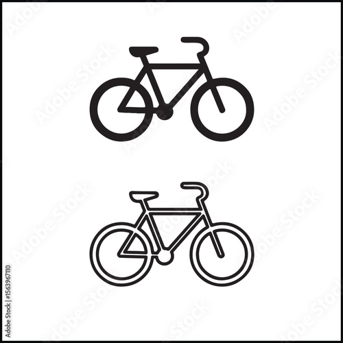 Bicycle Icon Flat and Outline Vector