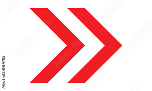 simple double red chevron arrow pointing right symbol.