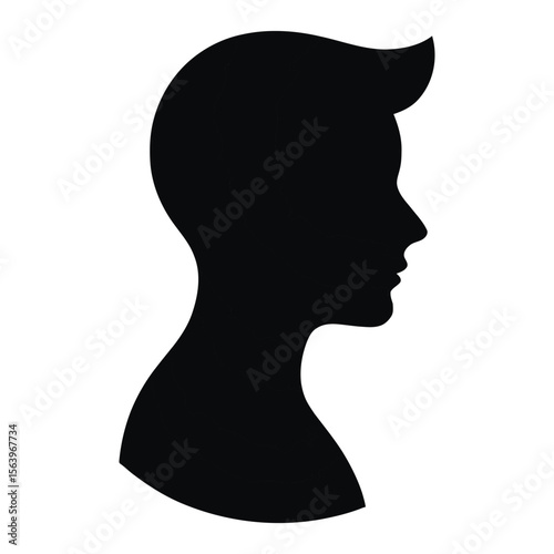 Black Silhouette of a Mans Head and Shoulders Profile View male profile