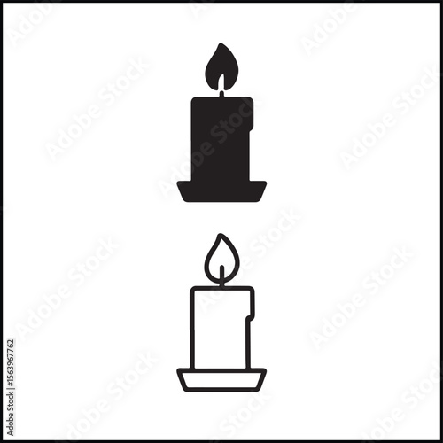 Candle Icon Flat and Outline Vector