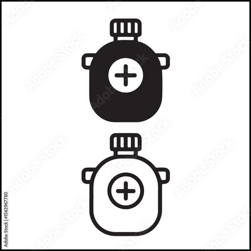 Canteen Icon Flat and Outline Vector