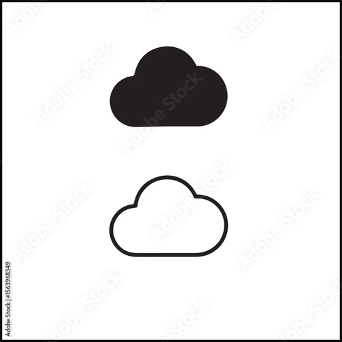 Cloud Icon Flat and Outline Vector